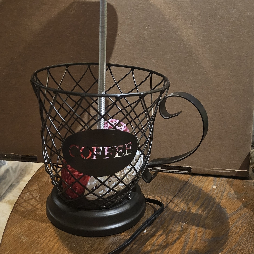 Antique Washed Black Coffee Cup Table Lamp- New Unique - Picture 3 of 7
